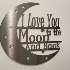 12 inch diameter steel wall art ‘Love you to the moon and back’